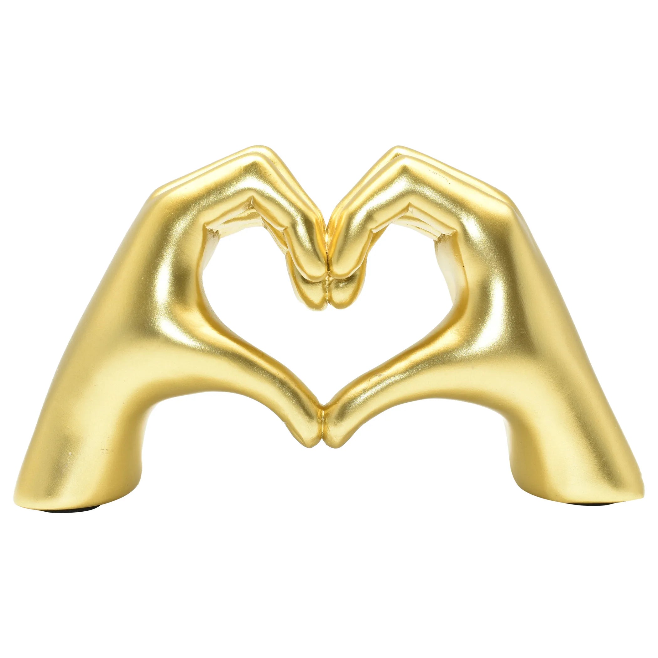 4" Gold Resin Heart Hands Tabletop Sculpture