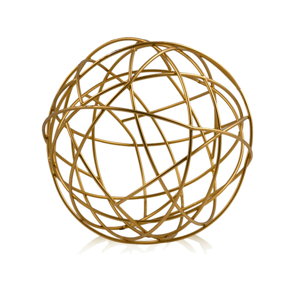 7" Gold Aluminum Woven Wire Decorative Orb Tabletop Sculpture