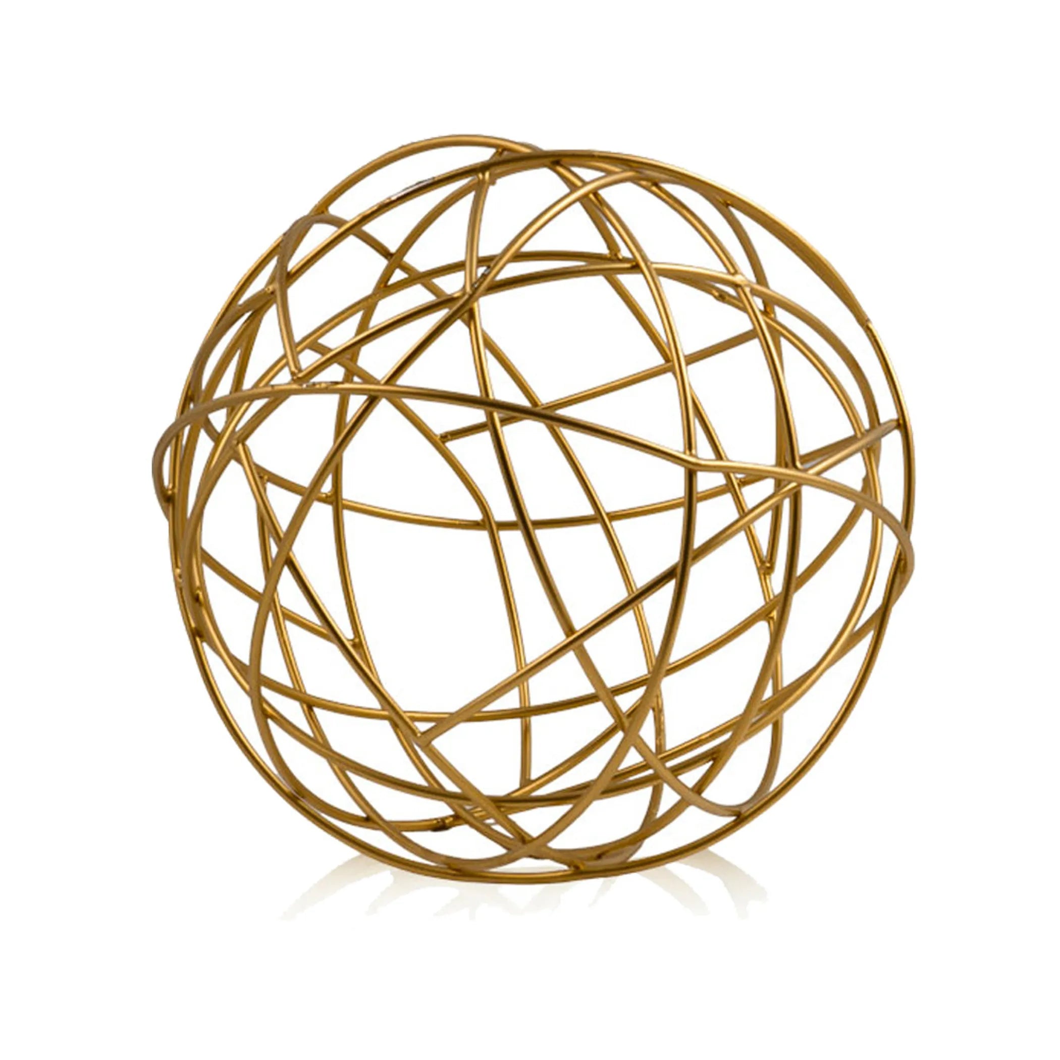 7" Gold Aluminum Woven Wire Decorative Orb Tabletop Sculpture