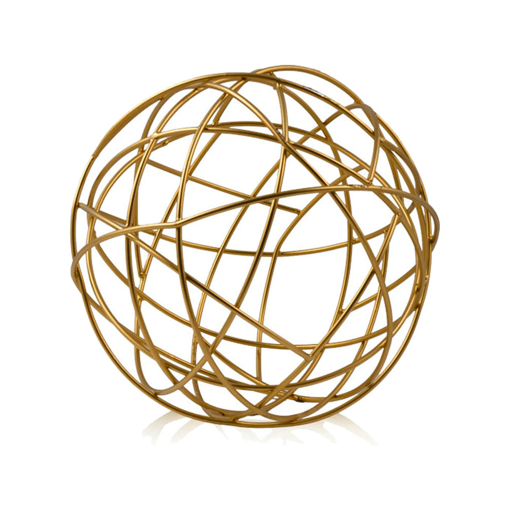 7" Gold Aluminum Woven Wire Decorative Orb Tabletop Sculpture