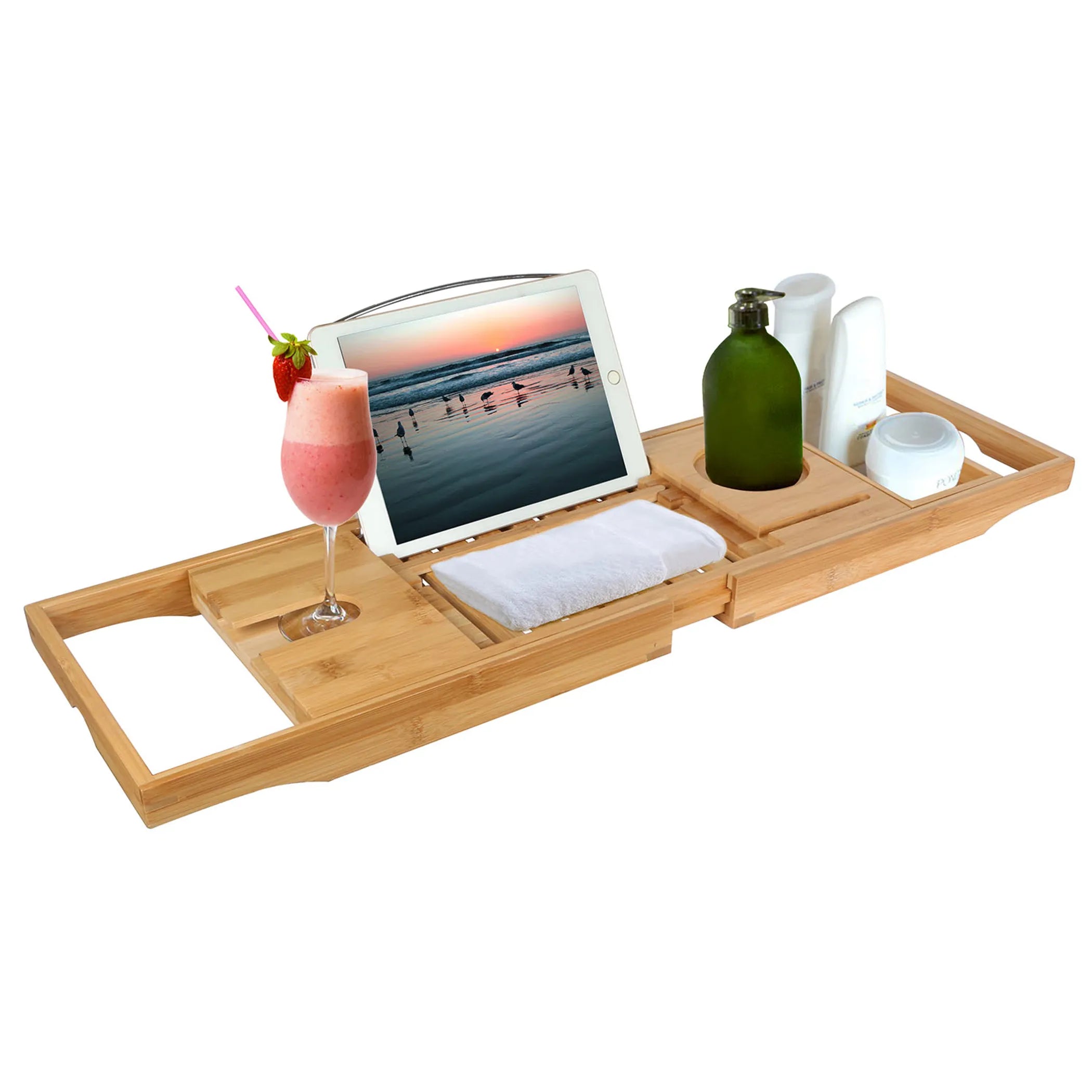 Bathtub Caddy Tray Crafted Bamboo